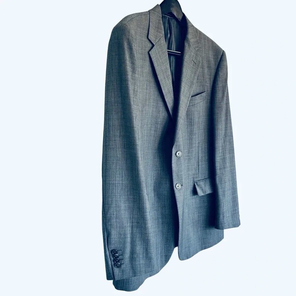 Tiglio Blazer 46R Gray Textured Italian Super 150s Wool Sport Coat Double Vent
